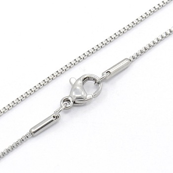 Women's 304 Stainless Steel Box Chain Necklaces, with Lobster Claw Clasps, Stainless Steel Color, 17.7 inch(45cm)