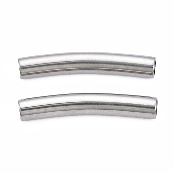 201 Stainless Steel Beads, Curve Tube, Stainless Steel Color, 25x5x4mm, Hole: 3mm