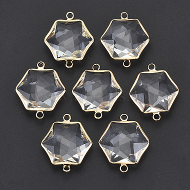 Light Gold Clear Hexagon Brass+Glass Links