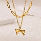 304 Stainless Steel Bowknot Pendant Necklaces(NJEW-L182-001G-01)-2