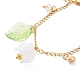 Acrylic Leaf & Flower & Plastic Pearl Charm Bracelet(BJEW-JB09077)-4