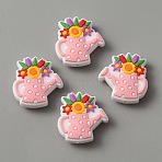 Food Grade Eco-Friendly Silicone Beads, Watering Can, Pink, 27x26x9mm, Hole: 2.5mm(SIL-WH0016-02A)