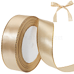 Gold Edged Polyester Ribbon, Wheat, 1 inch(25mm), about 24.06 Yards(22m)/Roll(OCOR-WH20018-12B-05)