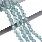 Natural Dyed White Jade Beads Strands, Barrel, Faceted, Light Blue, 5.5~6.5x5~5.5mm, Hole: 1~1.2mm, about 57~61pcs/strand, 13.98~14.17''(35.5~36cm)(G-T142-89B)