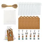 Glass Wishing Bottle  with Synthetic Turquoise Chip Beads inside Pendant Decorations, with Organza Gift Bags, Paper Price Tags and Jute Cord, Antique Silver & Platinum, 50.5~57mm, 6pcs/bag(HJEW-FS0001-06)