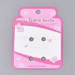 Cardboard Paper Jewelry Display Cards for Hair Ties Storage, Rectangle with Butterfly, Pearl Pink, 9.3x7.2x0.03cm, Hole: 6mm and 7mm(CDIS-N004-17)