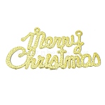Word Merry Christmas Plastic Pendants Decoration, for Christmas Tree Hanging Decorations, Yellow, 93x191x1.6mm, Hole: 4mm and 6.5x5mm(HJEW-WH0042-75)