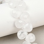 Natural Quartz Crystal Beads Strands, Rock Crystal, Top Drilled Beads, Faceted, Teardrop, 12x9~10x6mm, Hole: 1mm, about 30pcs/strand, 11.81 inch(G-T006-15)