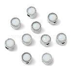 Alloy Acrylic European Beads, Large Hole Beads, Flat Round, Platinum, White, 11mm, Hole: 4.8mm(FIND-YWC0011-04B)