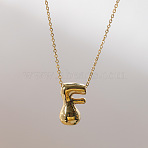 Brass Chunky Initial Pendant Necklaces, with Stainless Steel Lobster Claw Clasps, Real 14K Gold Plated, Letter F, 17.72~18.90 inch(45~48cm)(WG97A63-06)
