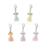 5Pcs Angel Glass Pendant Decorations, with Alloy Lobster Claw Clasps, Mixed Color, 42mm(HJEW-JM03607-S)