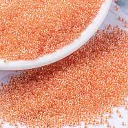 MIYUKI Round Rocailles Beads, Japanese Seed Beads, (RR236) Orange Lined Crystal, 15/0, 1.5mm, Hole: 0.7mm, about 27777pcs/50g(SEED-X0056-RR0236)