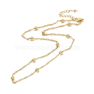 Ion Plating(IP) 304 Stainless Steel Singapore Chain Necklace with Beads for Men Women, Golden, 15.6 inch(39.5cm)(X-NJEW-P263-01G)