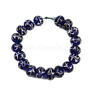 Handmade Lampwork Beads, Rondelle with polka-dotted, Cadet Blue, 14~16x10~12.5mm, Hole: 3~4mm(BLOW-D006-06E)