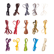 Single-sided Flat Faux Suede Cord, Faux Suede Lace, Mixed Color, 10x1.5mm, about 1m/strand, 15strands/set(LW-NB0001-01)