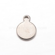 304 Stainless Steel Charms, Blank Stamping Tag, Flat Round, Stainless Steel Color, 9.5x7x0.8mm, Hole: 1mm(STAS-M211-23)