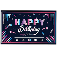 Polyester Hanging Banner Sign, Party Decoration Supplies Celebration Backdrop, Happy Birthday, Dark Violet, 180x110cm(AJEW-WH0190-020)