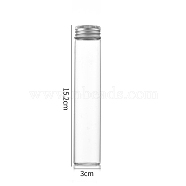 Clear Glass Bottles Bead Containers, Screw Top Bead Storage Tubes with Aluminum Cap, Column, Silver, 3x15cm, Capacity: 90ml(3.04fl. oz)(CON-WH0085-75I-01)