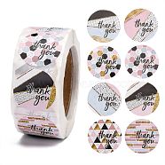 1 Inch Thank You Stickers, Self-Adhesive Kraft Paper Gift Tag Stickers, Adhesive Labels, for Festival, Christmas, Holiday, Wedding Presents, with Word, Colorful, 25mm, 500pcs/roll(DIY-G013-A19)