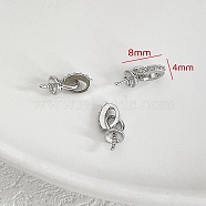 Brass with Cubic Zirconia Peg Bails, Cup Peg Bails, Platinum, 8x4mm(PW-WG34797-02)