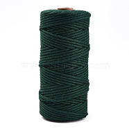Cotton String Threads, Macrame Cord, Decorative String Threads, for DIY Crafts, Gift Wrapping and Jewelry Making, Dark Green, 3mm, about 109.36 Yards(100m)/Roll.(OCOR-T001-02-08)
