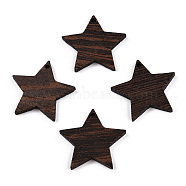 Natural Wenge Wood Pendants, Undyed, Star Charms, Coconut Brown, 26x28.5x3.5mm, Hole: 1.6mm(WOOD-T023-80)