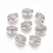 Tibetan Style Alloy Beads, Lead Free, Cadmium Free and Nickel Free, Flat Round, Antique Silver, 11.5x4mm, Hole: 1.5mm(LF0479Y-NF)