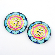 Yoga Theme Glass Cabochons, for DIY Projects, Half Round/Dome, Turquoise, 25x6mm(X-GGLA-L011-25mm-33)