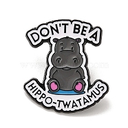 Don't Be A Hippo-Twatmus Alloy Enamel Pins Brooches for Backpack Clothes, Gray, 30x27mm(JEWB-S028-15)