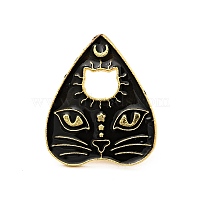 Black Heart with Witch Cat Enamel Pin, Alloy Animal Badge for Backpack Clothes, Golden, 29.5x25x1.5mm