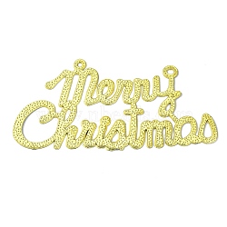 Word Merry Christmas Plastic Pendants Decoration, for Christmas Tree Hanging Decorations, Yellow, 93x191x1.6mm, Hole: 4mm and 6.5x5mm(HJEW-WH0042-75)