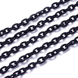 ABS Plastic Cable Chains, Oval, Black, 14.96 inch~15.35 inch(38~39cm), 5.5~6mm(KY-E007-03F)