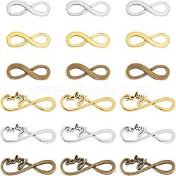 120Pcs 6 Styles Tibetan Style Alloy Infinity with Hope Connector Charms, Cadmium Free & Lead Free, Mixed Color, 8~15x22.5~39x1~2mm, 20pcs/style(TIBE-FH0001-20)