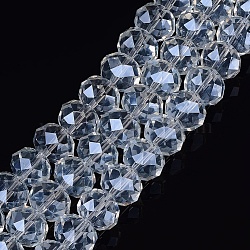 Glass Beads Strands, Pearl Luster Plated, Crystal Suncatcher, Faceted Rondelle, Clear, 16x12mm, Hole: 1mm, about 48pcs/strand, 22 inch(GR16MMY-01L)