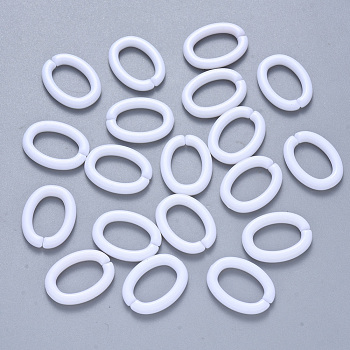 Opaque Acrylic Linking Rings, Quick Link Connectors, For Jewelry Cable Chains Making, Oval, White, 17.5x13x2.5mm, Inner Diameter: 12x8mm, about 1730pcs/500g