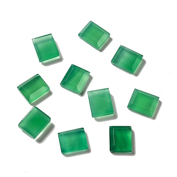 Dyed & Heated Natural Green Onyx Agate Cabochons, Rectangle, Lime Green, 11x9x3.5mm