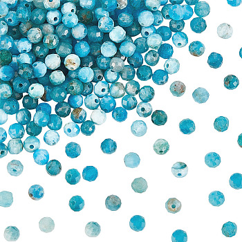 2 Strands Natural Apatite Beads Strands, Faceted, Round, 3mm, Hole: 0.5mm, about 113pcs/strand, 15.35 inch(39cm)