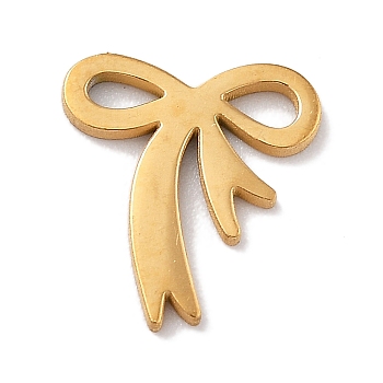 304 Stainless Steel Charms, Laser Cut, Real 18K Gold Plated, Bowknot, 9.5x9x1mm, Hole: 1.5x0.5mm