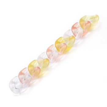 Transparent Acrylic Handmade Curb Chain, Twisted Chain, Yellow, 30x20.5x6mm, about 39.37 inch(1m)/strand