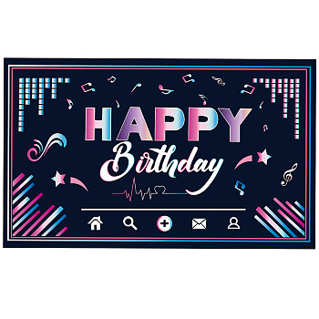 Polyester Hanging Banner Sign, Party Decoration Supplies Celebration Backdrop, Happy Birthday, Dark Violet, 180x110cm