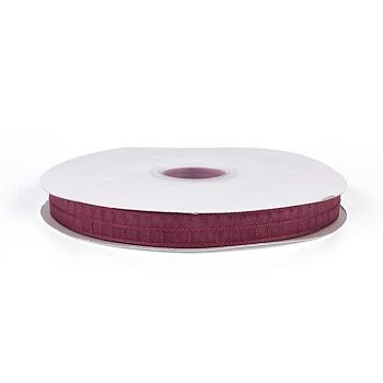 Polyester Ribbon, Tartan Ribbon, Dark Red, 15mm, about 50yards/roll(45.72m/roll)