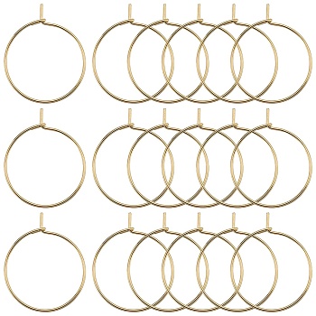 150Pcs 316 Surgical Stainless Steel Hoop Earring Findings, Wine Glass Charms Rings, Real 18K Gold Plated, 20x0.7mm, 21 Gauge
