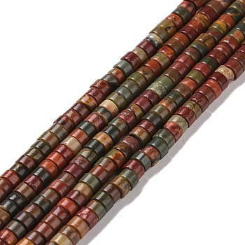Natural Polychrome Jasper/Picasso Stone/Picasso Jasper Beads Strands, Heishi Beads, Flat Round/Disc, 4x2mm, Hole: 1mm, about 165~170pcs/strand, 15.28''(38.8cm)