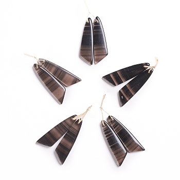 Natural Gemstone Pendants, for Jewelry Making, Wing, 43~44.5x10~11x3.5~5mm, Hole: 1.2mm