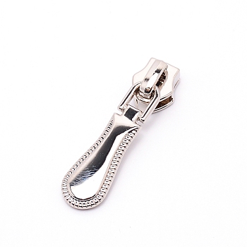 Zinc Alloy Replacement Zipper Sliders, for Luggage Suitcase Backpack Jacket Bags Coat, Platinum, 4.2x1x0.9cm, Pull-tab: 35x11x3mm