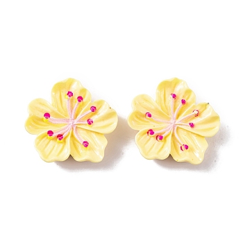 Resin Cabochons, Flower, Yellow, 27x29.5x7.5mm