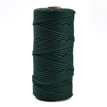 Cotton String Threads, Macrame Cord, Decorative String Threads, for DIY Crafts, Gift Wrapping and Jewelry Making, Dark Green, 3mm, about 109.36 Yards(100m)/Roll.