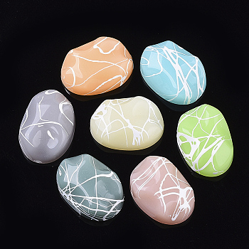 Drawbench Style Acrylic Cabochons, Oval, Mixed Color, 18x13x7mm