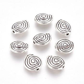 Tibetan Style Alloy Beads, Lead Free, Cadmium Free and Nickel Free, Flat Round, Antique Silver, 11.5x4mm, Hole: 1.5mm