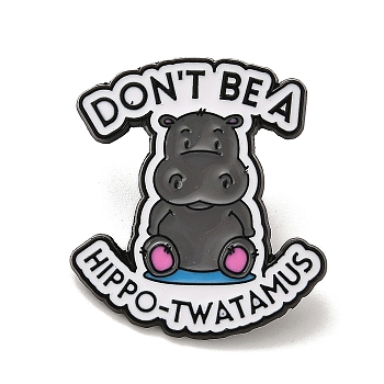 Don't Be A Hippo-Twatmus Alloy Enamel Pins Brooches for Backpack Clothes, Gray, 30x27mm